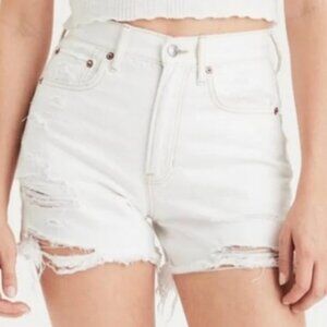 American Eagle 90S Boyfriend S Distressed White Denim Shorts Women's 0 jean EUC